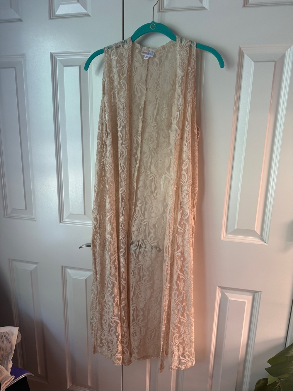 LuLaRoe Sheer Floral Lace Cardigan - Cream